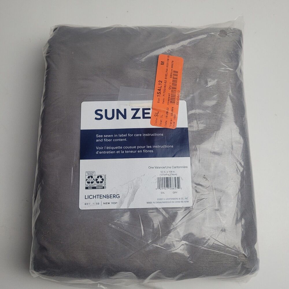 Sun Zero Dupioni Silk thermal blackout SINGLE curtain valance 'gray' 50x108 #BT1